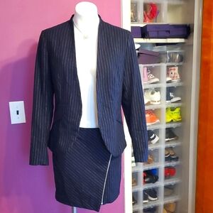 Pinstripe Blazer and Skirt Set